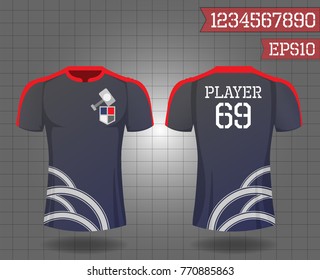 T-shirt sport design front and back ,Vector football and running t-shirt creative fashion design template.