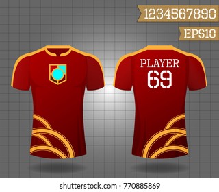 T-shirt sport design front and back ,Vector football and running t-shirt creative fashion design template.