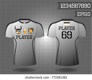 T-shirt sport design front and back ,Vector football and running t-shirt creative fashion design template.