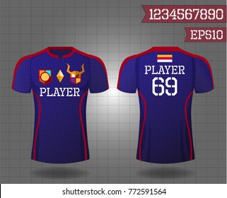 T-shirt sport design front and back ,Vector football and running t-shirt creative fashion design template.