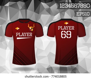 T-shirt sport design front and back ,Vector football and running t-shirt creative fashion design template.