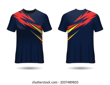 T-Shirt Sport Design. Racing jersey for club. uniform front and back view.