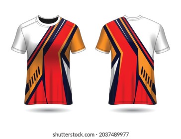 T-Shirt Sport Design. Racing jersey for club. uniform front and back view.