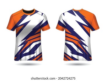 T-Shirt Sport Design. Racing jersey for club. uniform front and back view.