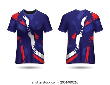 T-Shirt Sport Design. Racing jersey for club. uniform front and back view.