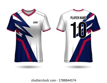 T-Shirt Sport Design. Soccer jersey mockup for football club. uniform front and back view. Template Design