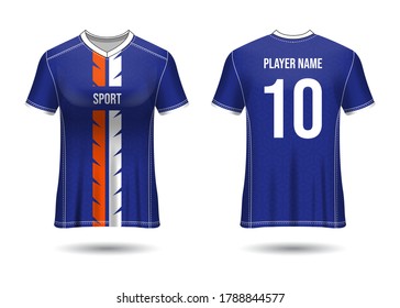 T-Shirt Sport Design. Soccer jersey mockup for football club. uniform front and back view. Template Design