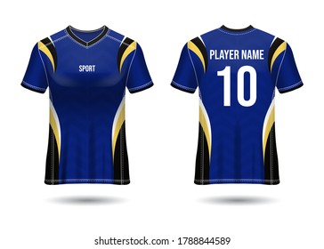 T-Shirt Sport Design. Soccer jersey mockup for football club. uniform front and back view. Template Design
