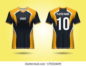 T-Shirt Sport Design. Soccer jersey for football club. uniform front and back view. Template Design