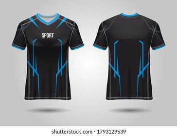 T-Shirt Sport Design. Soccer jersey mockup for football club. uniform front and back view. Template Design