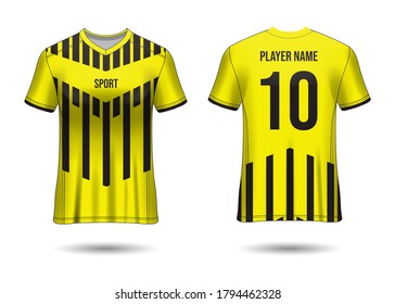 T-Shirt Sport Design. Soccer jersey mockup for football club. uniform front and back view. Template Design