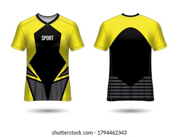 T-Shirt Sport Design. Soccer jersey mockup for football club. uniform front and back view. Template Design