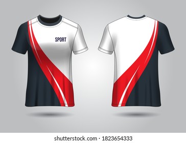 T-Shirt Sport Design. Soccer jersey for football club. uniform front and back view. Template Design