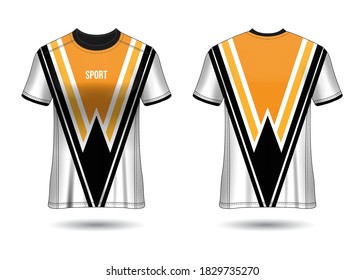 T-Shirt Sport Design. Soccer jersey for football club. uniform front and back view. Template Design