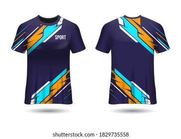 T-Shirt Sport Design. Soccer jersey for football club. uniform front and back view. Template Design