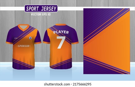 T-shirt sport design template. Abstract pattern v neck Football jersey concept with front and back view for Soccer, Cricket, Volleyball, Rugby, tennis, badminton uniform kit. 