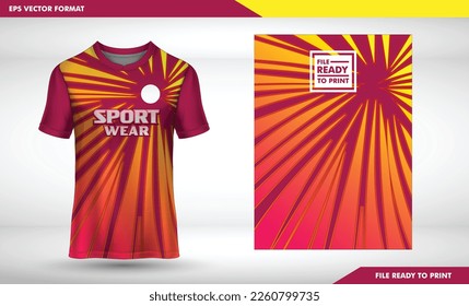 t-shirt sport design template with abstract line halftone pattern for soccer jersey. Sport uniform in front view. Tshirt mock up for sport club. Vector Illustration