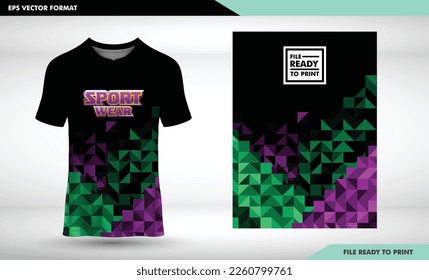t-shirt sport design template with abstract line halftone pattern for soccer jersey. Sport uniform in front view. Tshirt mock up for sport club. Vector Illustration