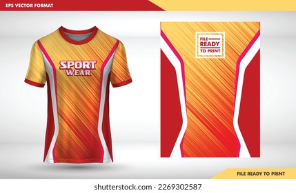 t-shirt sport design template with abstract line halftone pattern for soccer jersey. Sport uniform in front view. Tshirt mock up for sport club. Vector Illustration