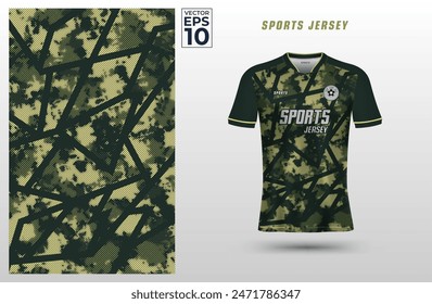 T-shirt sport design template with abstract camouflage halftone pattern for soccer jersey. Tshirt mock up for sport club. Vector illustration