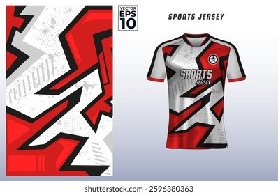 T-shirt sport design template with abstract geometric pattern grunge background for soccer jersey. Sport uniform in front view. Tshirt mock up for sport club. Vector Illustration