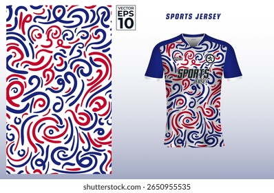 T-shirt sport design template with abstract tribal pattern in Thailand color for soccer jersey. Vector Illustration