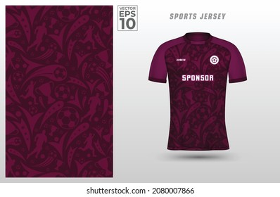 T-shirt sport design template with football pattern for soccer jersey. Sport uniform in front view. Tshirt mock up for sport club. Vector Illustration