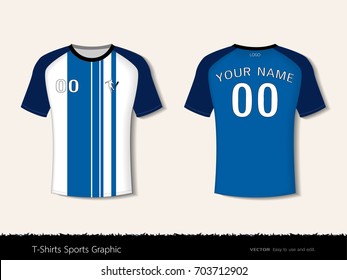 T-shirt sport design template for football club or all sportswear, Front and back shots available, Ready for customization logo and name, Easily to change colors and lettering styles in your team.
