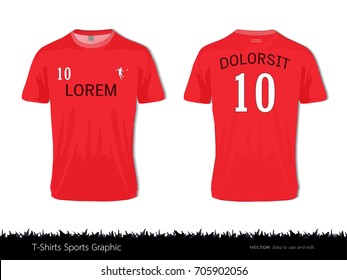 T-shirt sport design template for football club or all sportswear, Front and back shots available, Ready for customization logo and name, Easily to change colors and lettering styles in your team.