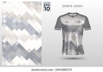 T-shirt sport design template with geometric square pattern for soccer jersey. Sport uniform in front view. Shirt mock up for sport club. Vector Illustration