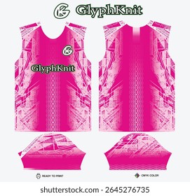 T-shirt sport design template with geometric triangles pattern for soccer jersey. Sport uniform in front view. Shirt mock up for sport club. Vector Illustration
