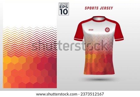T-shirt sport design template with geometric hexagon pattern for soccer jersey. Sport uniform in front view. Shirt mock up for sport club. Vector Illustration	
