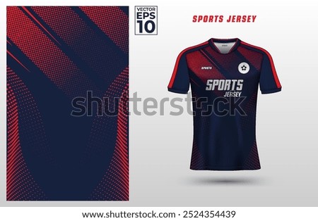 T-shirt sport design template with halftone pattern for soccer jersey. Sport uniform in front view. Tshirt mock up for sport club. Vector Illustration