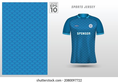 T-shirt sport design template with Japanese wave pattern for soccer jersey. Sport uniform in front view. Tshirt mock up for sport club. Vector Illustration