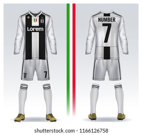 t-shirt sport design template, Long sleeve soccer jersey mockup for football club. uniform front and back view.