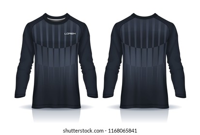 t-shirt sport design template, Long sleeve soccer jersey mockup for football club. uniform front and back view,Motocross jersey.