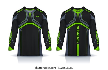 t-shirt sport design template, Long sleeve soccer jersey mockup for football club. uniform front and back view,Motocross jersey.