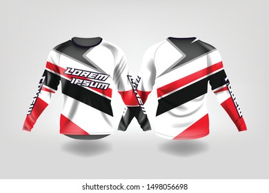 t-shirt sport design template, Long sleeve soccer jersey mockup for football club. uniform front and back view,Motocross jersey.
