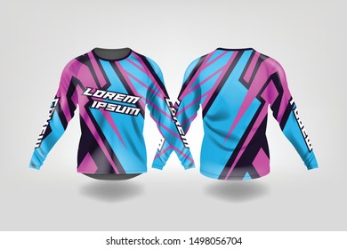 t-shirt sport design template, Long sleeve soccer jersey mockup for football club. uniform front and back view,Motocross jersey.
