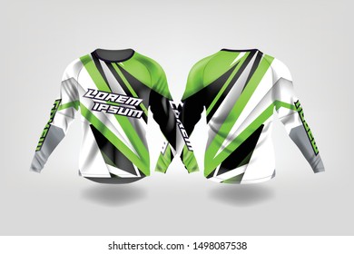 t-shirt sport design template, Long sleeve soccer jersey mockup for football club. uniform front and back view,Motocross jersey,mountain bike jersey,MTB jersey.
