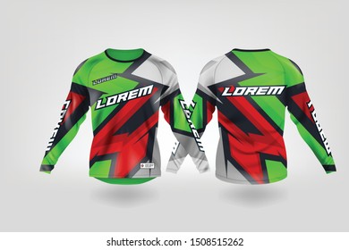 t-shirt sport design template, Long sleeve soccer jersey mockup for football club. uniform front and back view,Motocross jersey,MTB jersey.

