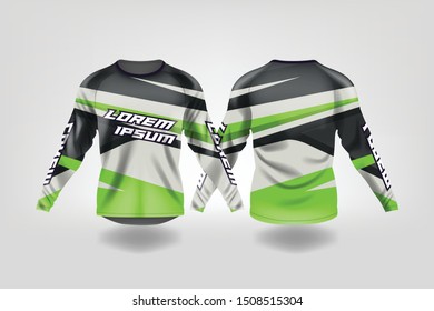 t-shirt sport design template, Long sleeve soccer jersey mockup for football club. uniform front and back view,Motocross jersey,MTB jersey.
