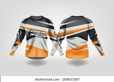 t-shirt sport design template, Long sleeve soccer jersey mockup for football club. uniform front and back view,Motocross jersey,MTB jersey.
