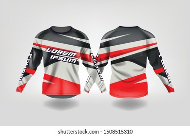 t-shirt sport design template, Long sleeve soccer jersey mockup for football club. uniform front and back view,Motocross jersey,MTB jersey.
