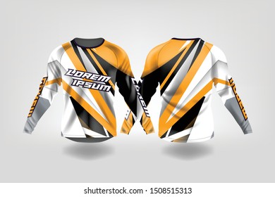 t-shirt sport design template, Long sleeve soccer jersey mockup for football club. uniform front and back view,Motocross jersey,MTB jersey.
