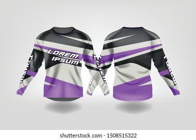 t-shirt sport design template, Long sleeve soccer jersey mockup for football club. uniform front and back view,Motocross jersey,MTB jersey.
