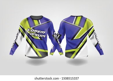 t-shirt sport design template, Long sleeve soccer jersey mockup for football club. uniform front and back view,Motocross jersey,MTB jersey.
