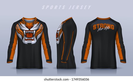 t-shirt sport design template, Long sleeve soccer jersey mockup for football club. uniform front and back view,Motocross jersey.