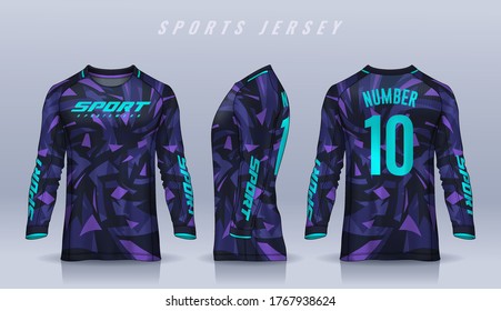 t-shirt sport design template, Long sleeve soccer jersey mockup for football club. uniform front and back view,Motocross jersey.