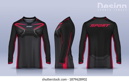 plantilla de diseño deportivo de camisetas, camiseta de manga larga para el club de fútbol. vista frontal y trasera uniforme, camiseta de Motocross.